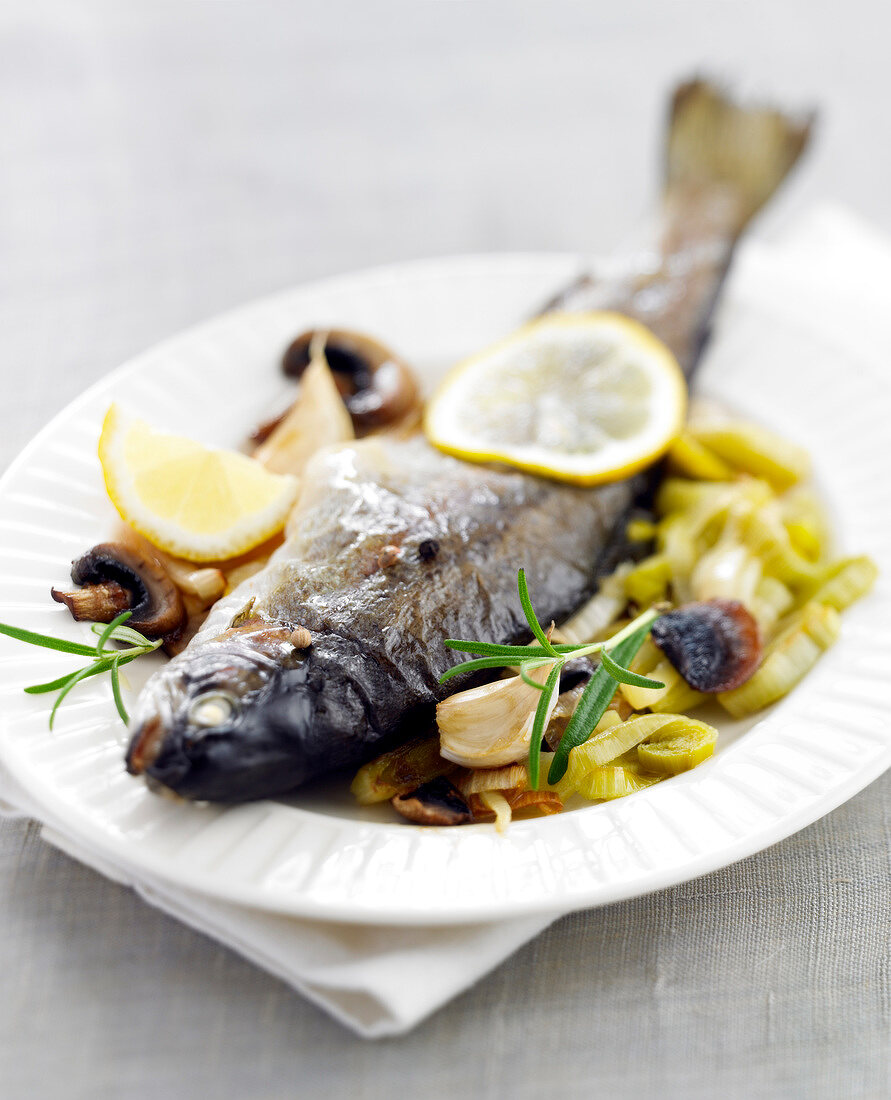 Trout cooked with white wine