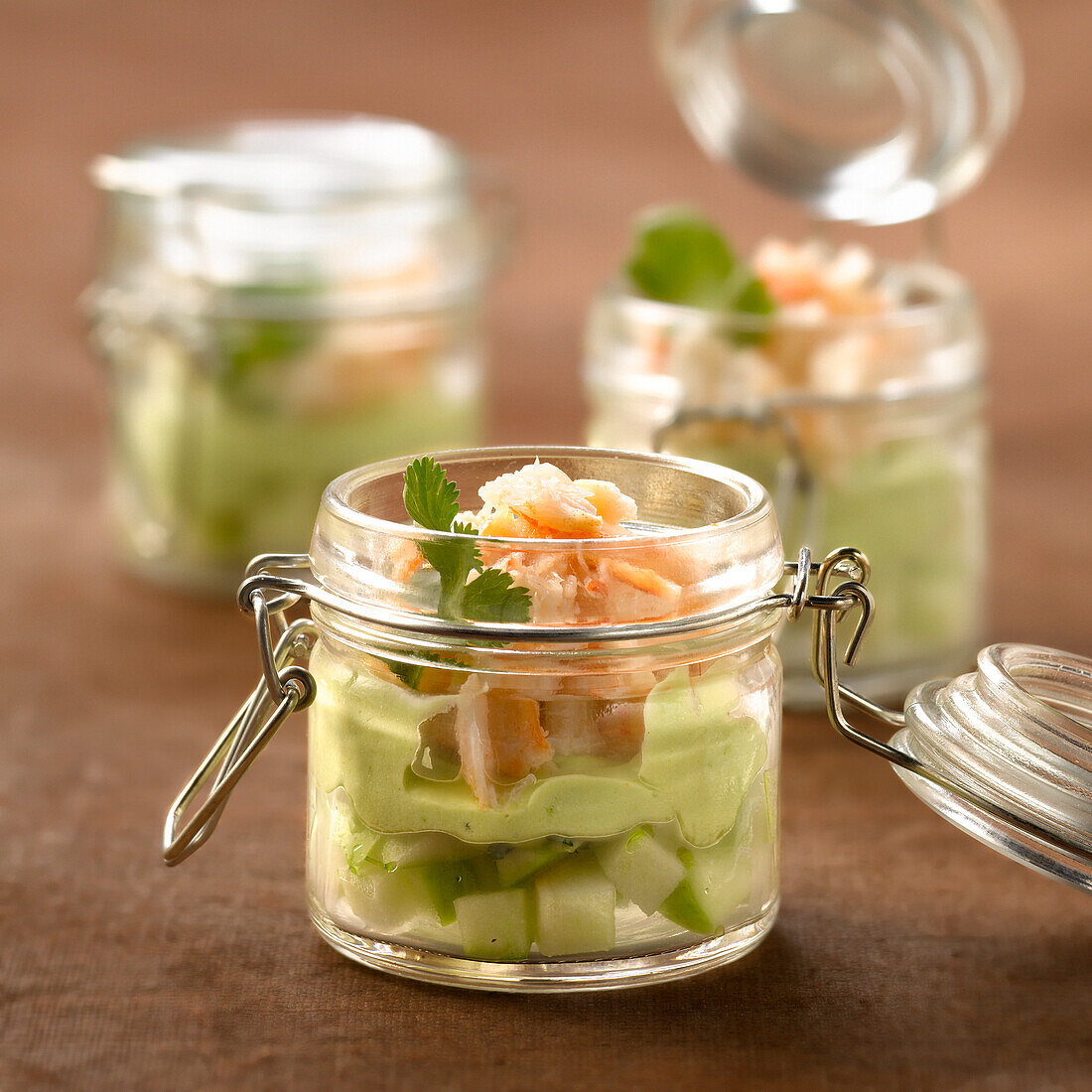 Avocadocreme mit Apfel und Garnelen