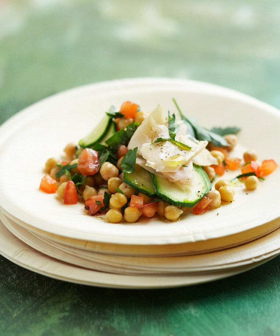 Halibut with chickpeas