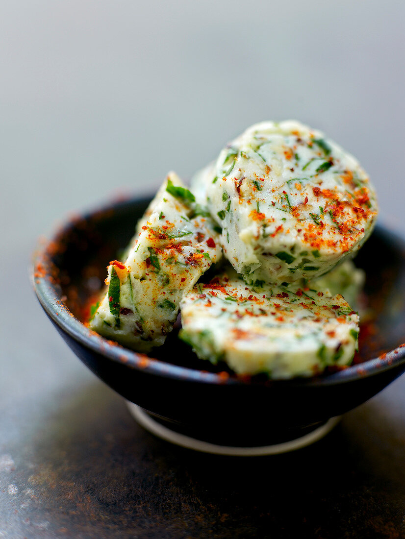 Hazelnut-flavored and parsley butter