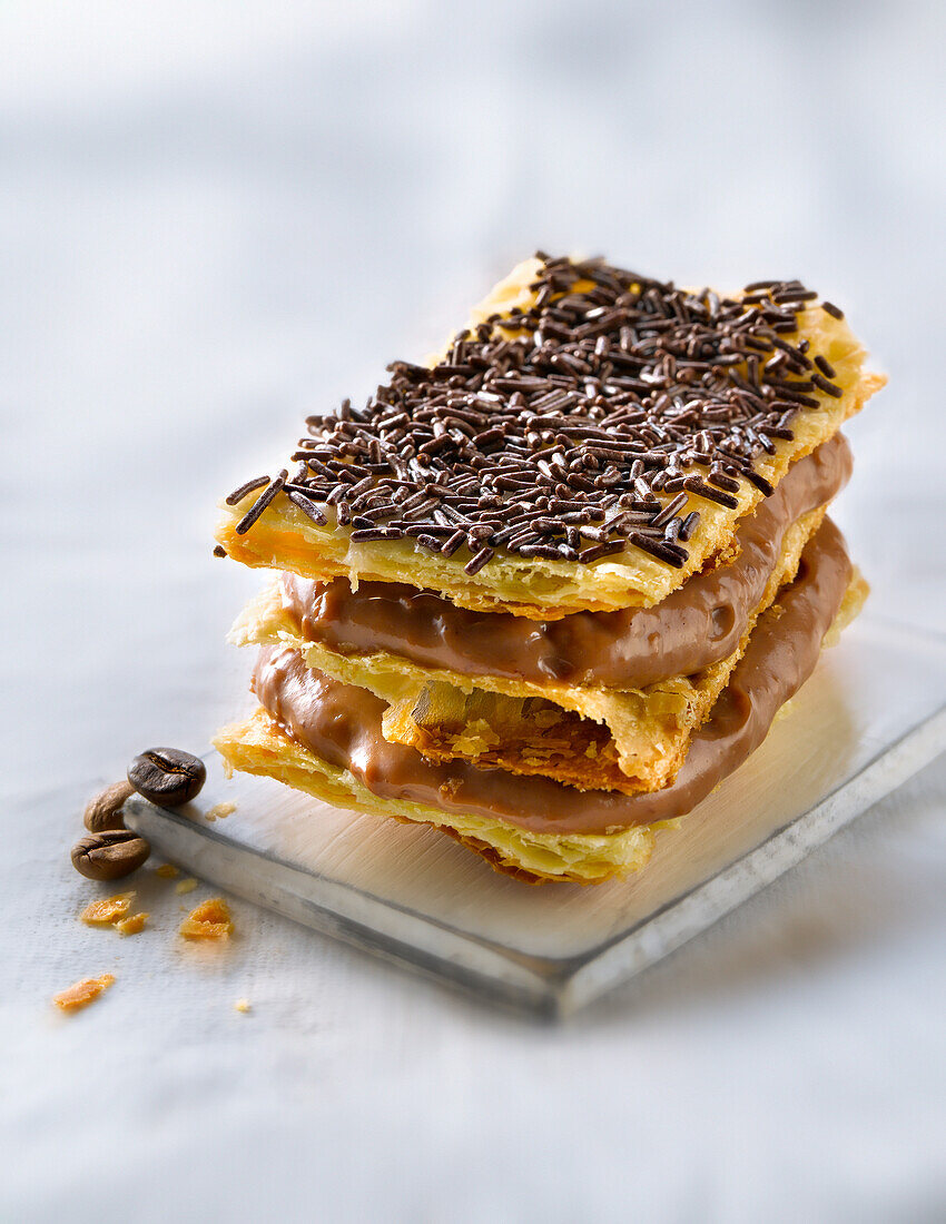 Crisp pastry and coffee cream Mille-feuille