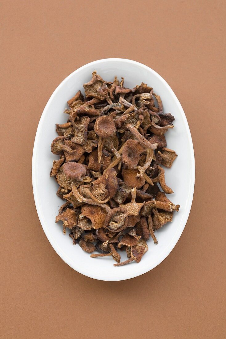 Dish of dried mushrooms