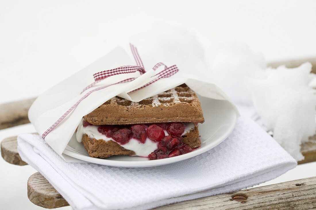 Schokowaffeln mit Moosbeeren