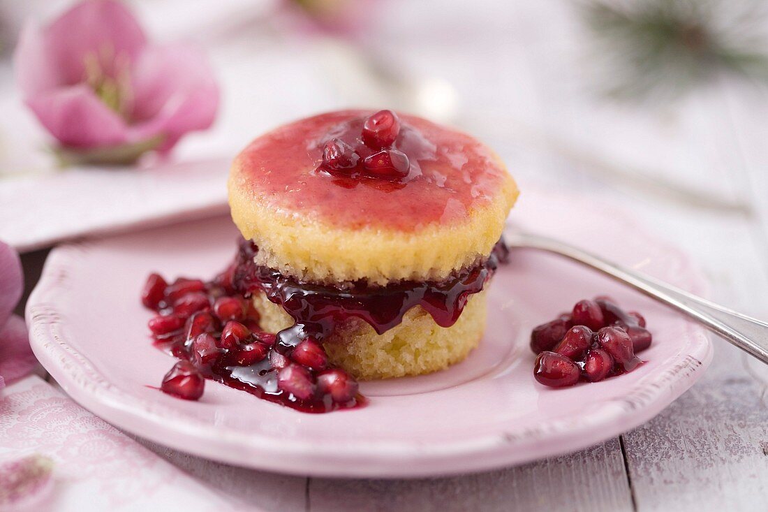 Individual pomegranate soft cake
