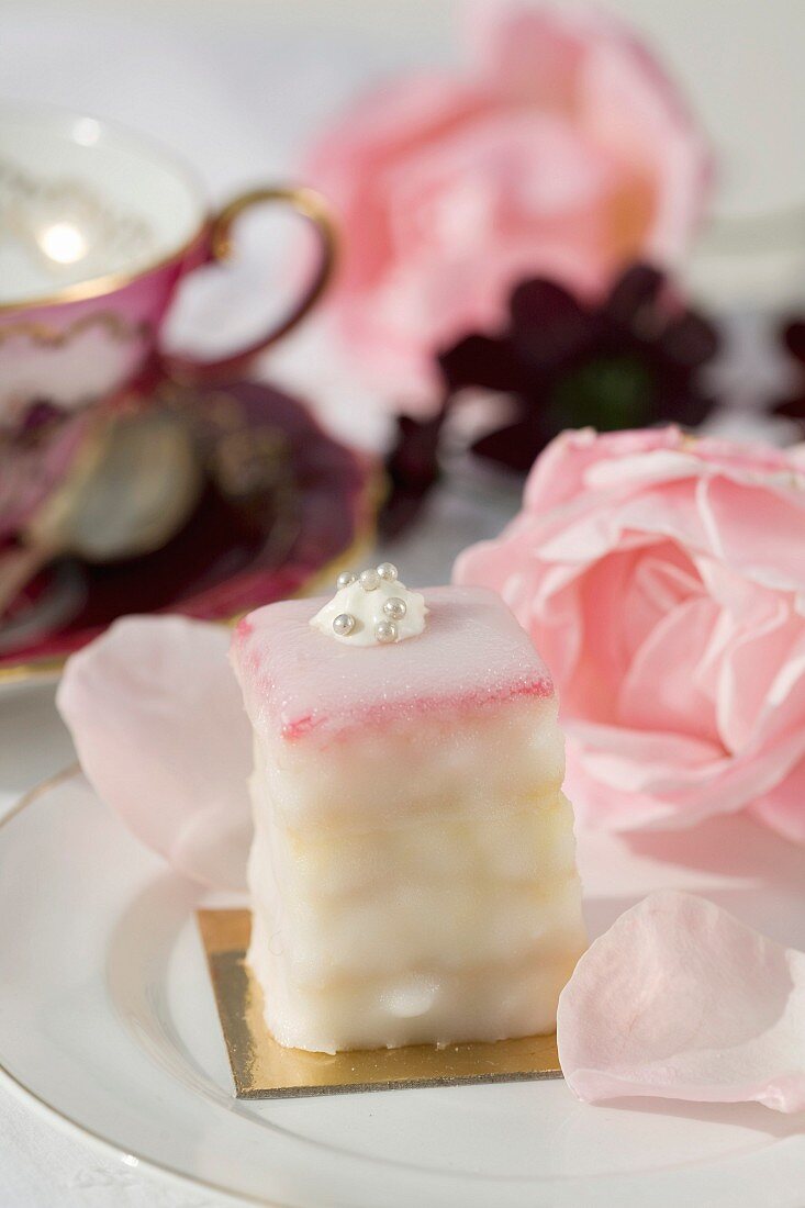 Bite-size rose-flavored cake