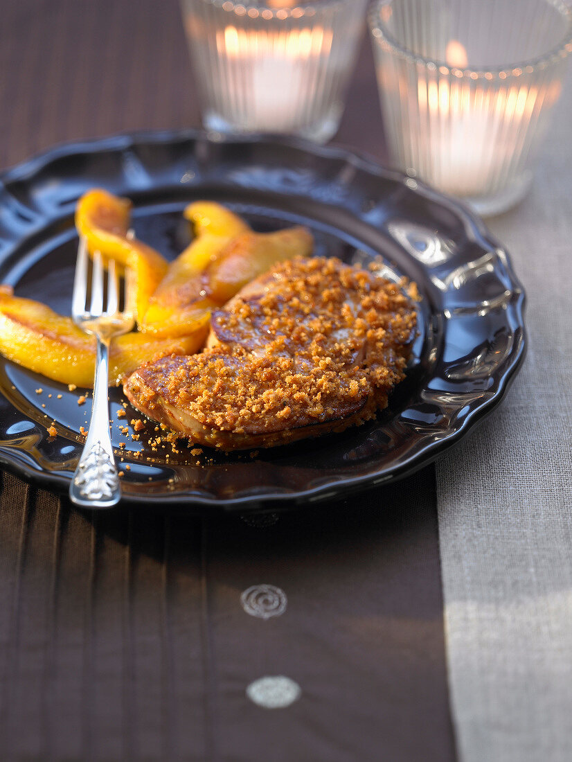 Schnitzel von Foie Gras mit Mango