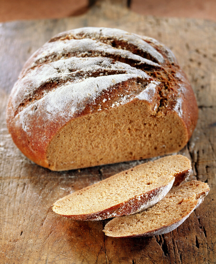 Three flour round bread loaf