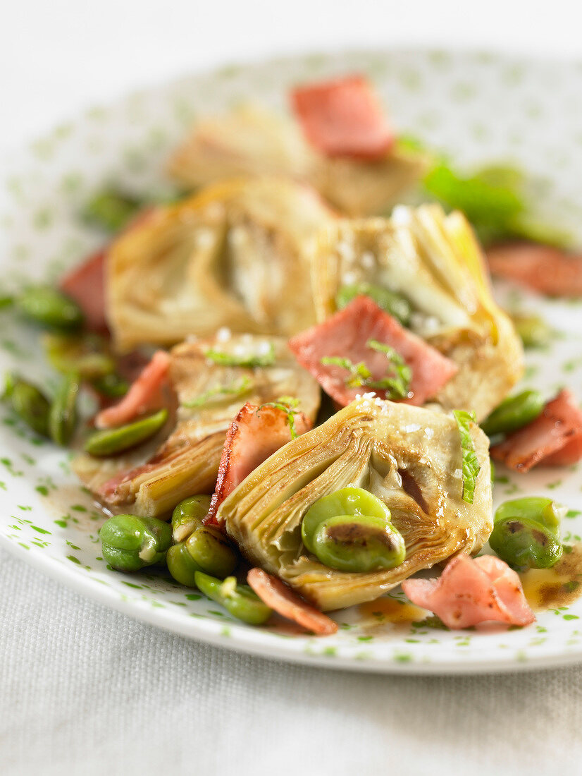 Artichoke and small broad bean salad