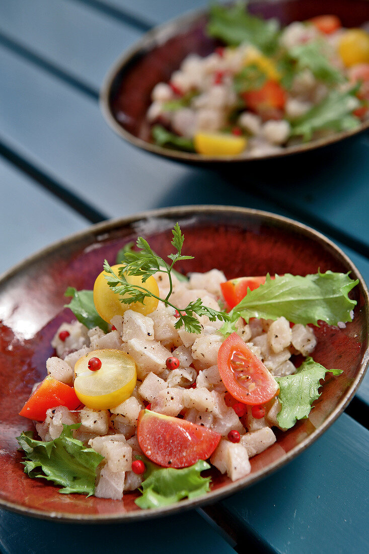 Swordfish Tartare with pink peppercorns and Menton lemon juice