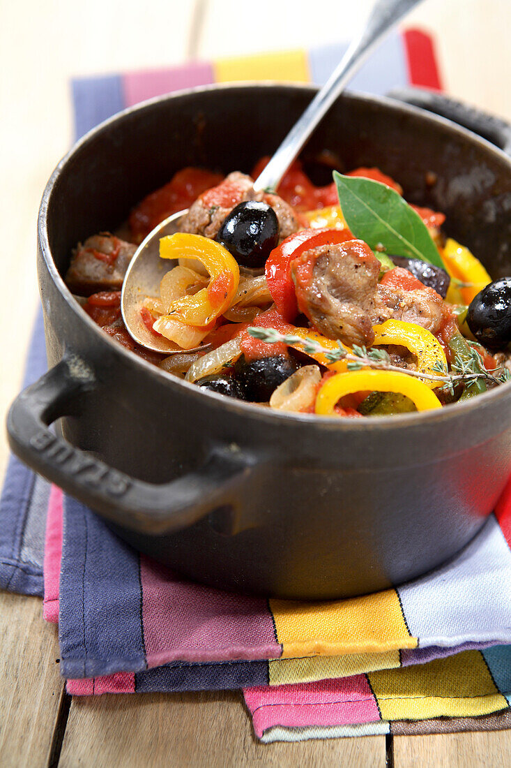Pork,pepper and olive stew