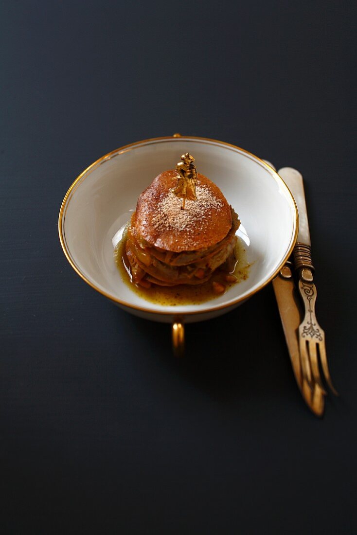 Rhubarb and tuile biscuit Mille-feuille