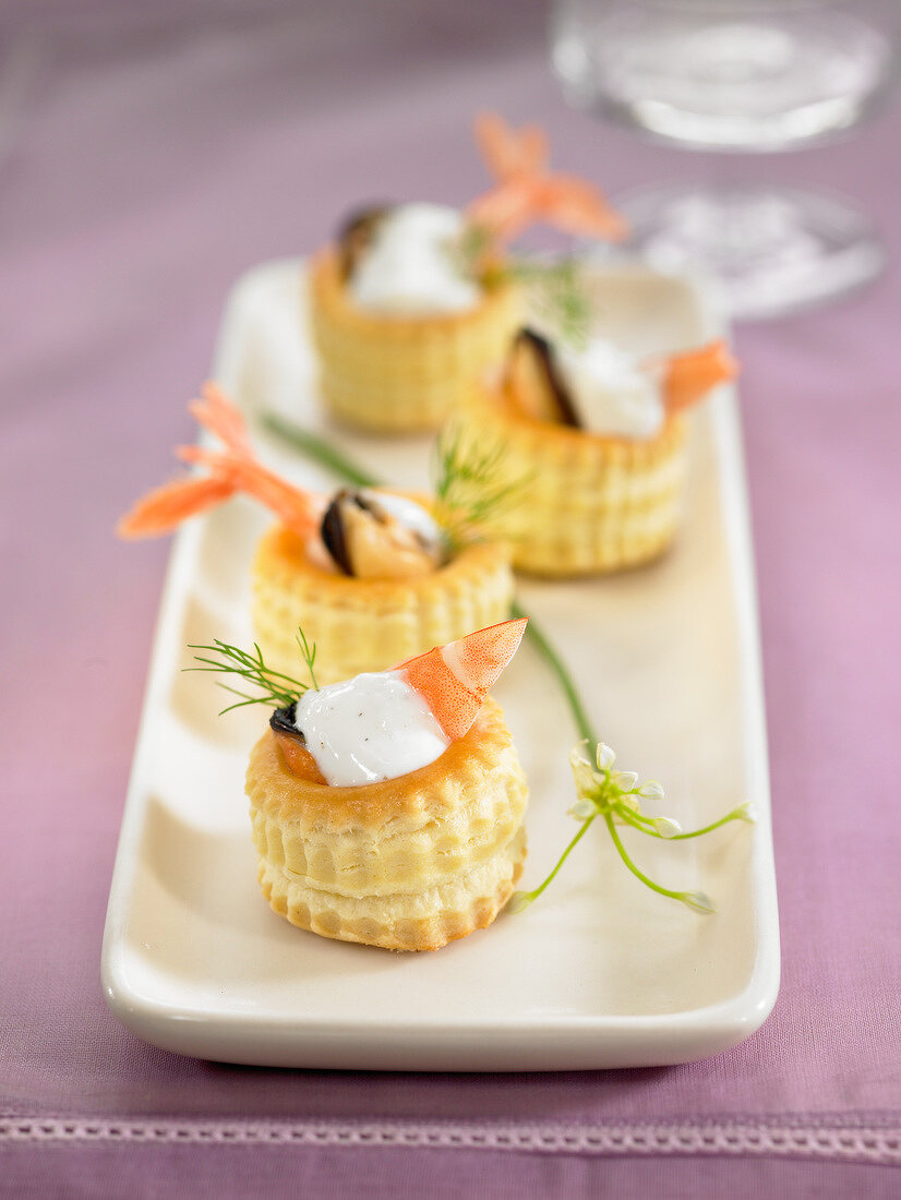 Vol Au Vents mit Meeresfrüchten