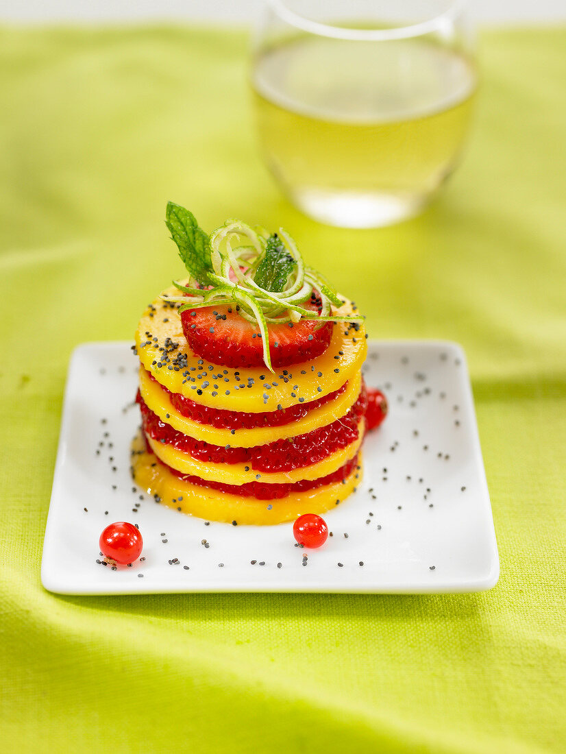 Mango and strawberry timbale