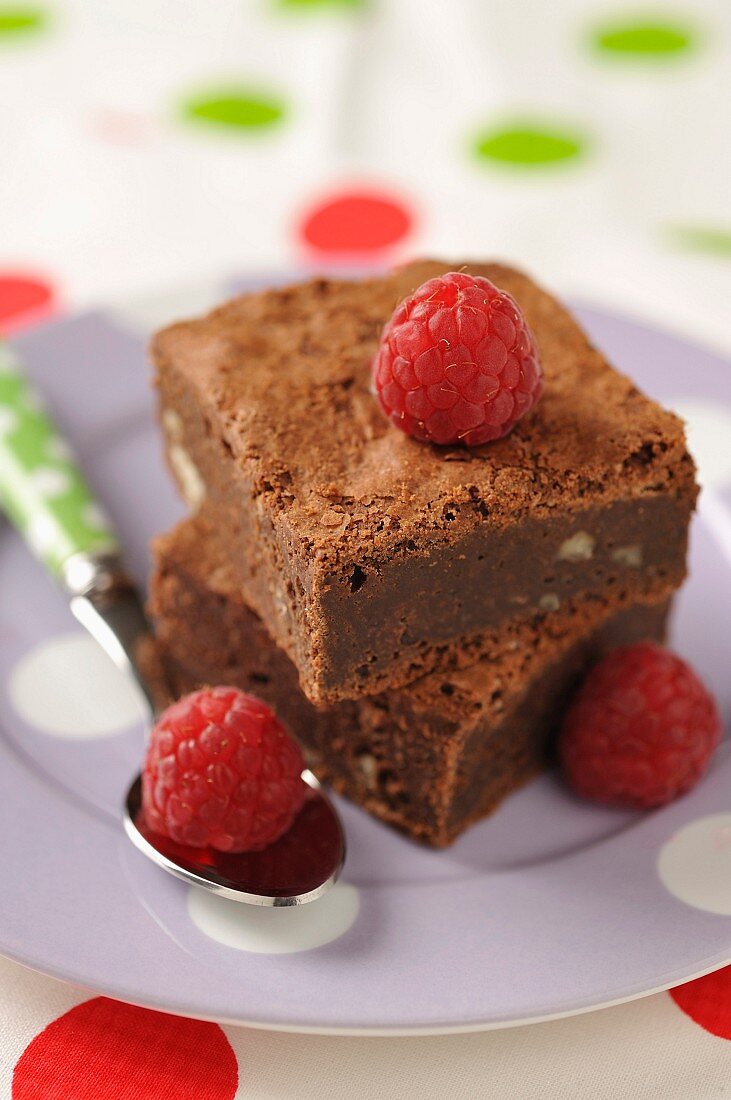 Brownies mit Himbeeren