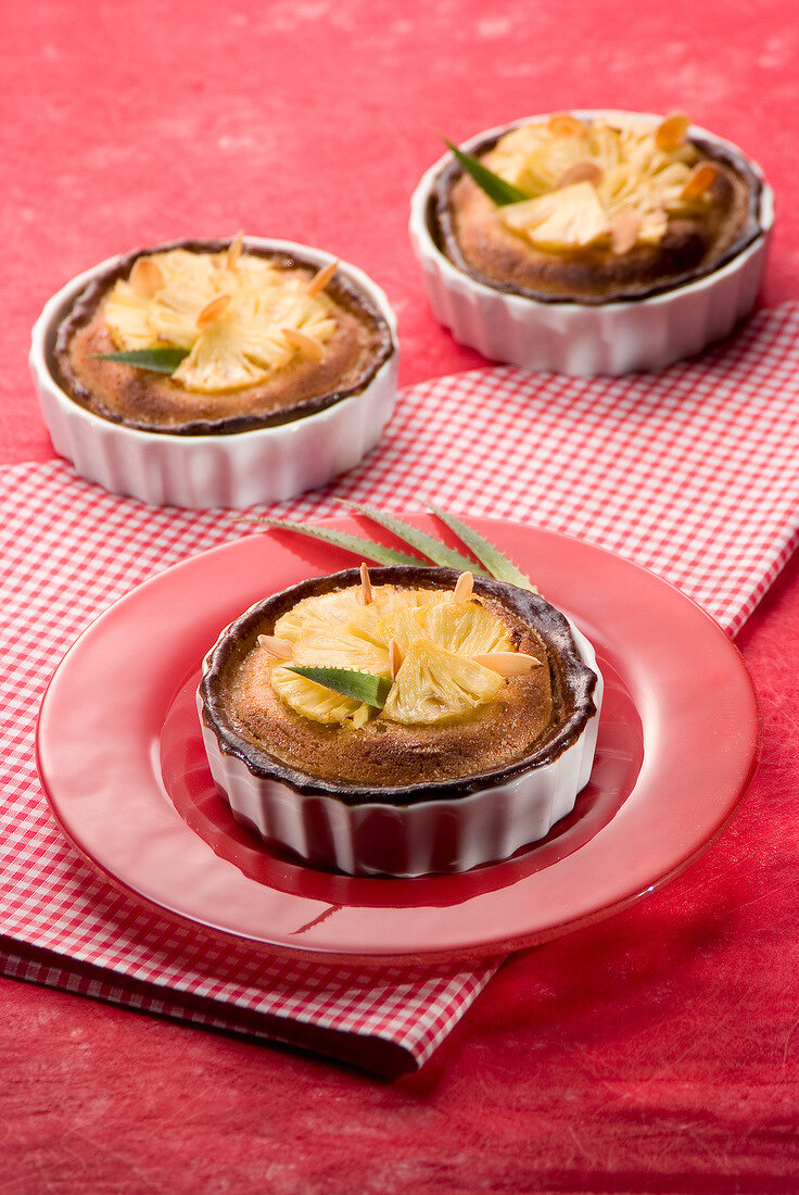 Pineapple and almond tartlets