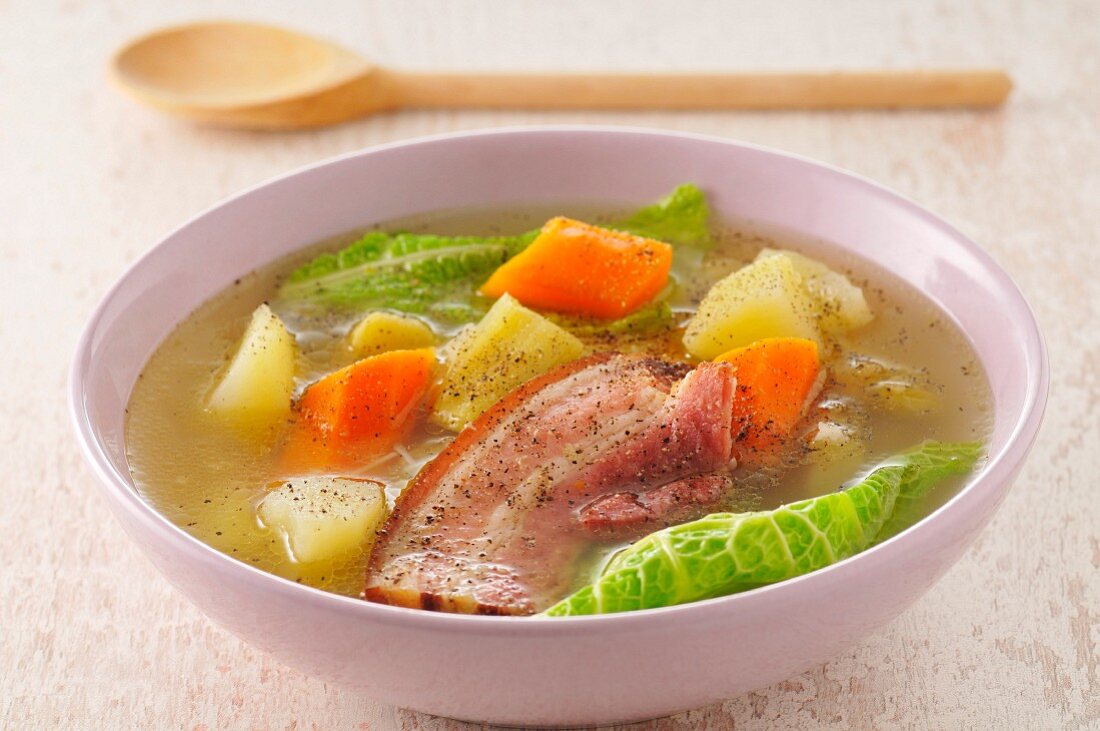 Cabbage and bacon soup