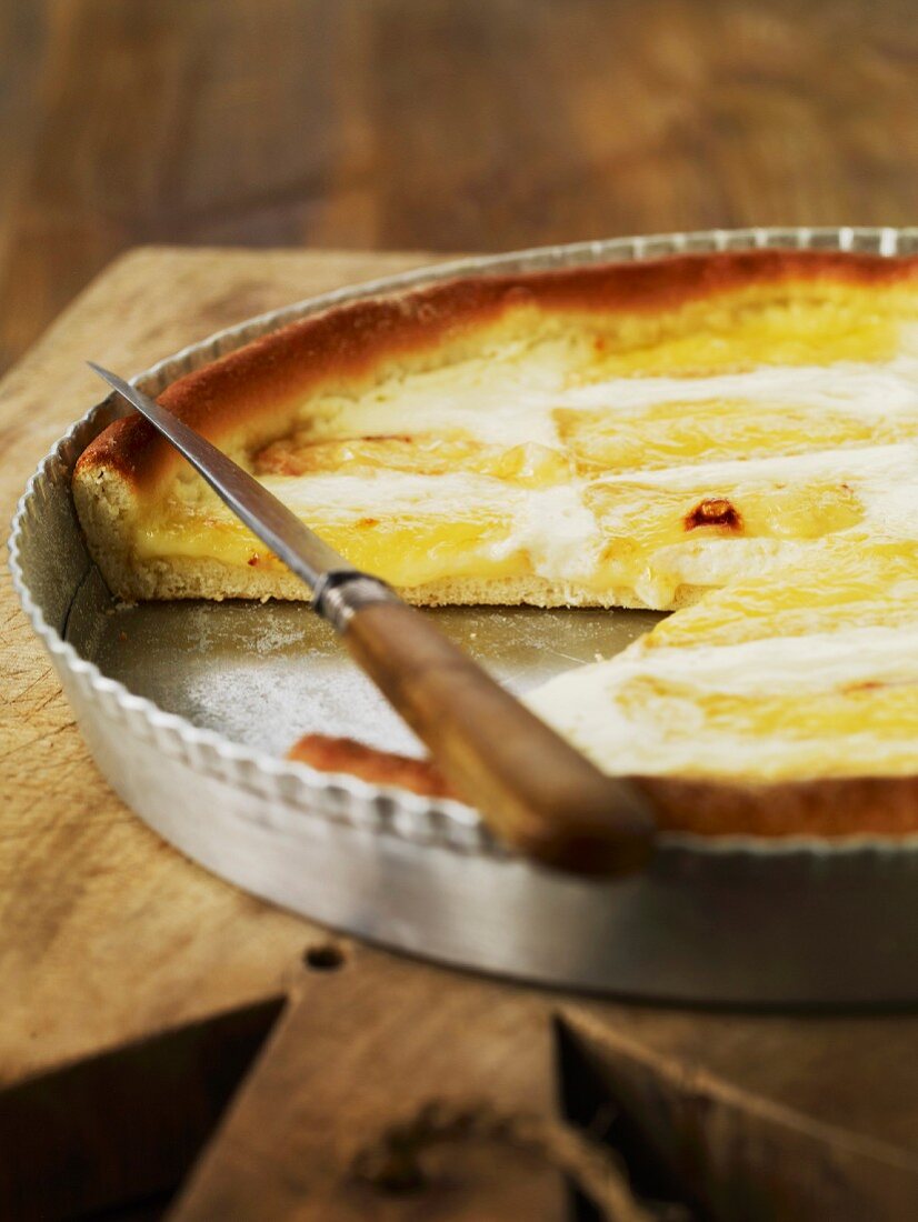Flamiche au maroilles (Hefeteigkuchen mit Maroilles-Käse)
