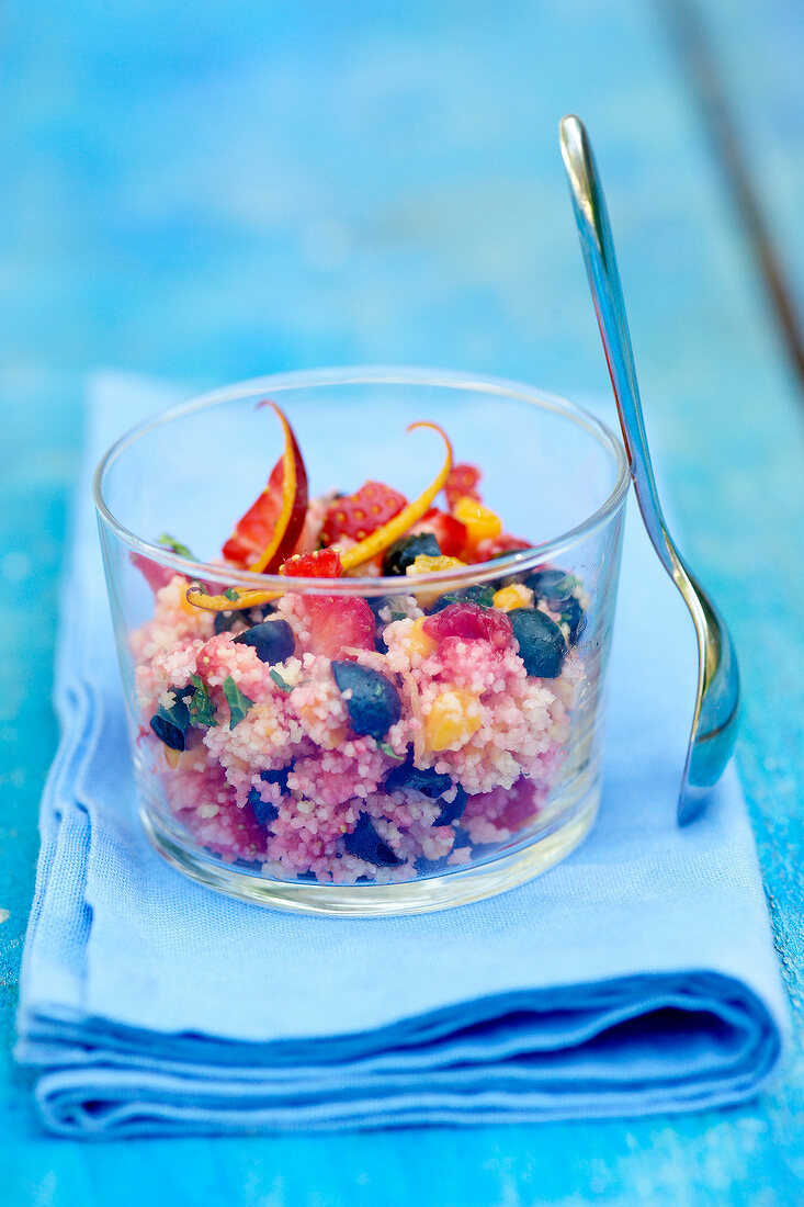 Semolina and summer fruit salad