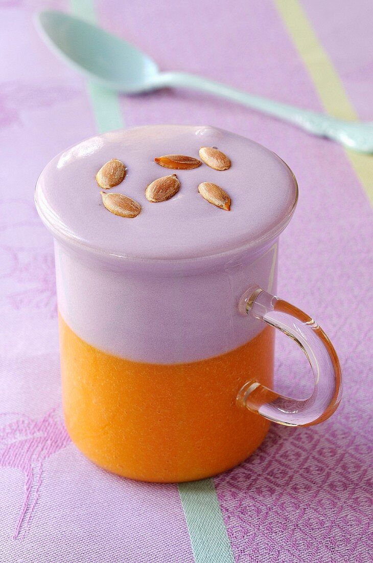 Pumpkin and Vitelotte potato cappuccino