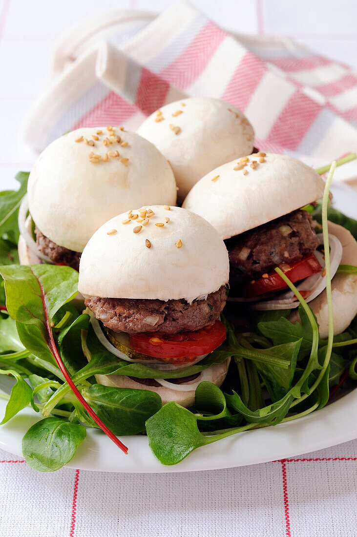 Mini mushroom hamburgers