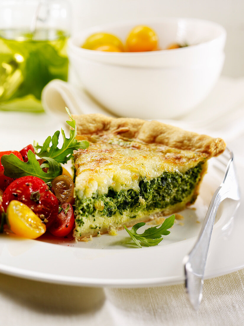 Portion of spinach and cheese pie