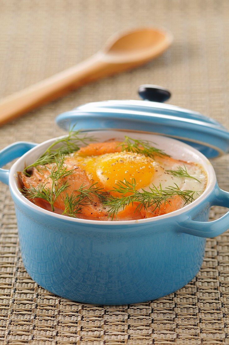 Coddled egg with salmon