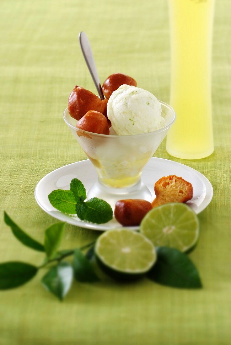 Limoncello ice cream dish