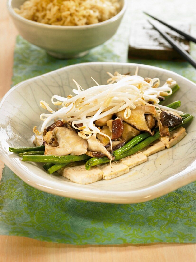 Tofu, shiitake and green bean Nituke