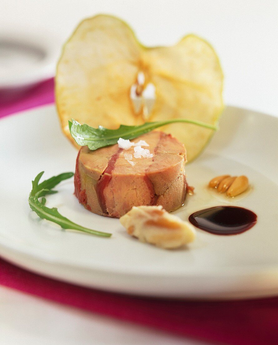 Tuna Timbale with slices of raw red tuna