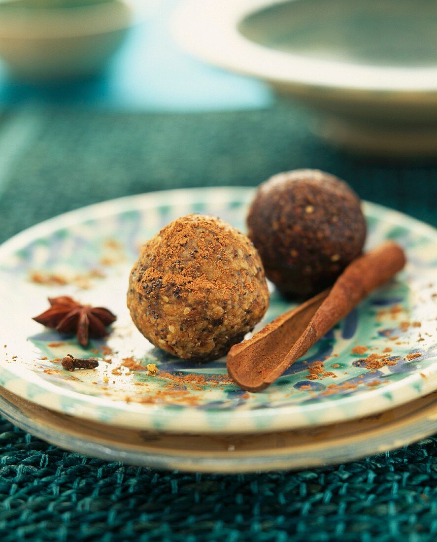 Cocoa and cinnamon truffles