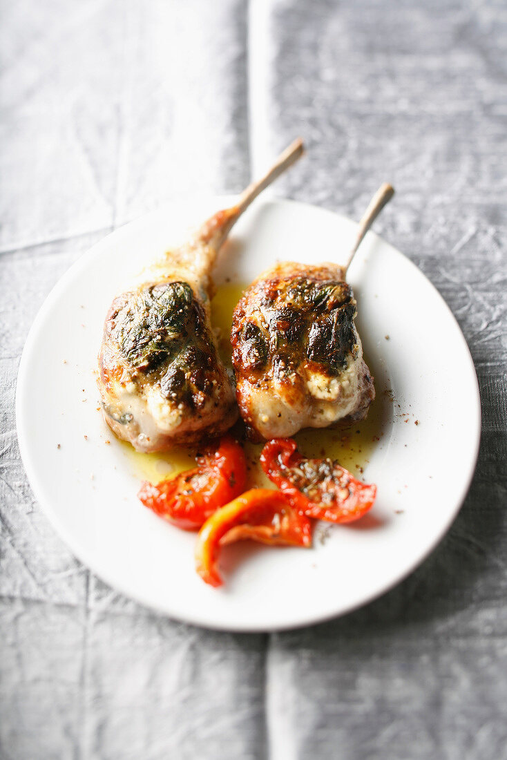 Lamb chop Caillette with garlic and herbs