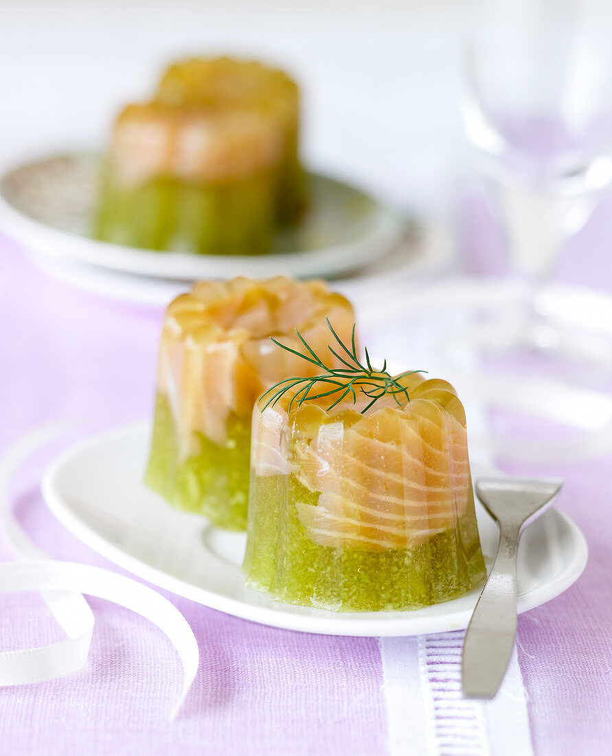 jellied cucumber with smoked salmon