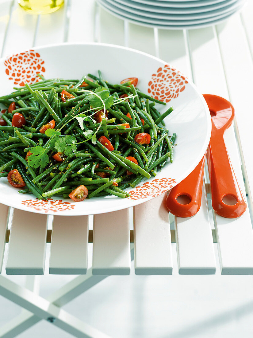 Green bean and cherry tomato salad with coriander