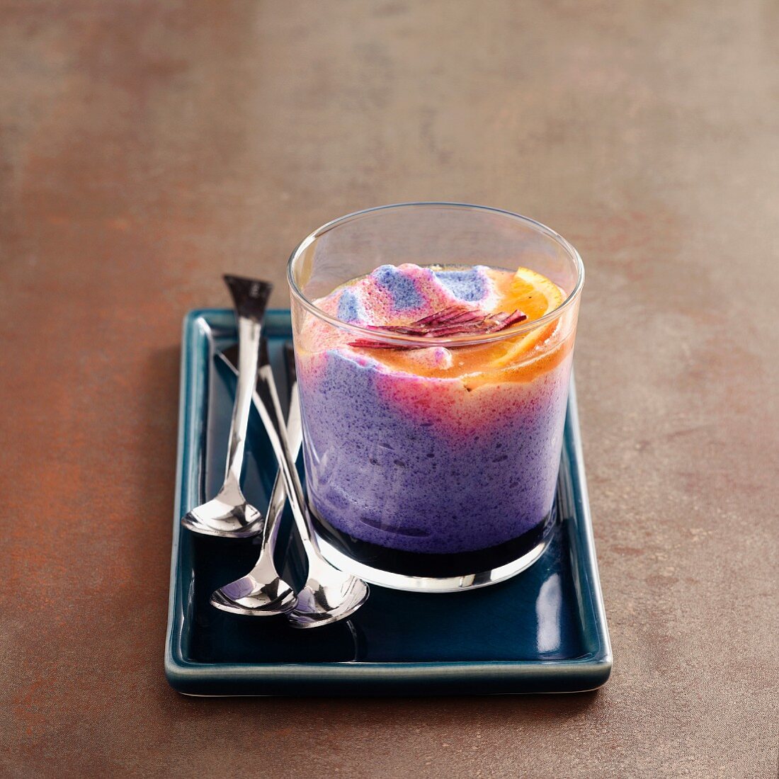 Red cabbage mousse with citrus fruit french dresing