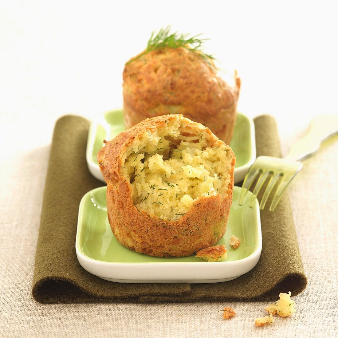 Fennel and dill individual savoury cakes