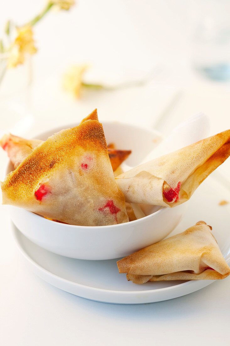 Apple and redcurrant filo pastry pies