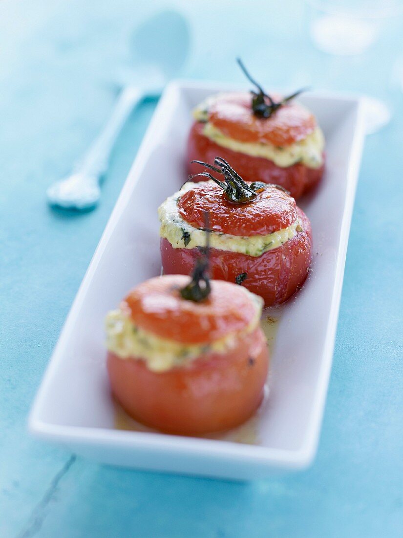 Tomatoes with egg stuffing