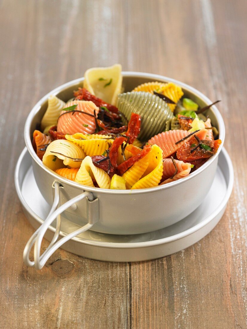 Pasta, Arame seaweed and sun-dried tomato salad