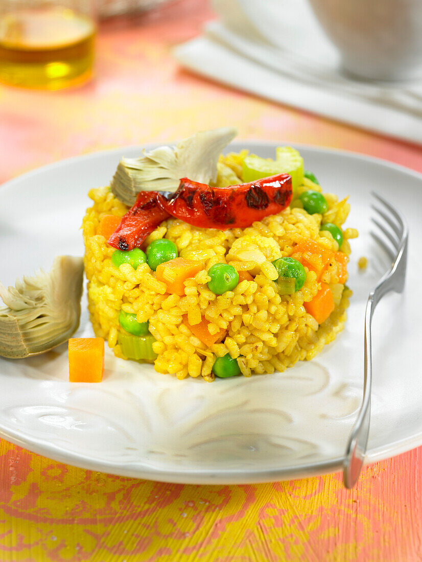 Saffron rice with vegetables
