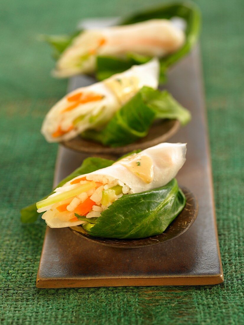 Reispapierröllchen mit Surimi und Gemüse