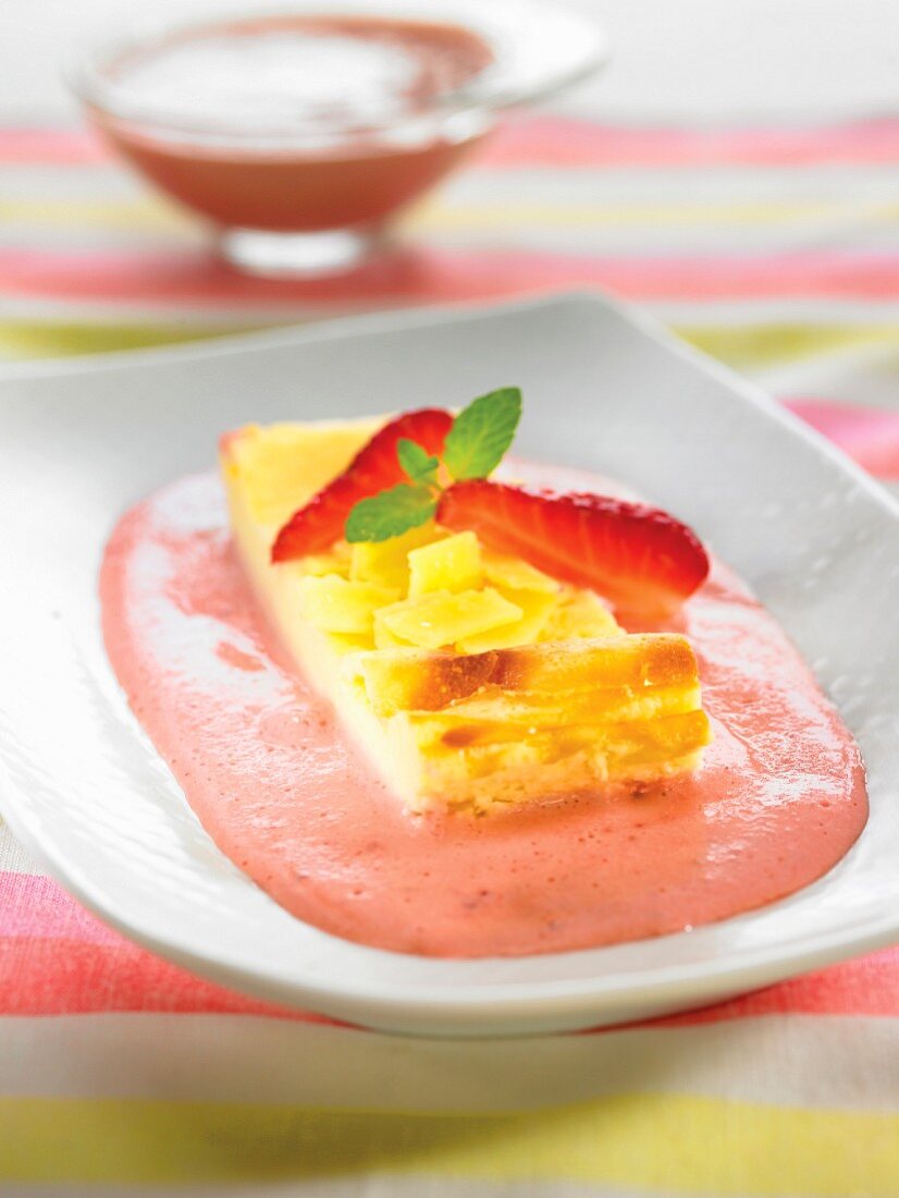 Fromage blanc tart with strawberry fool