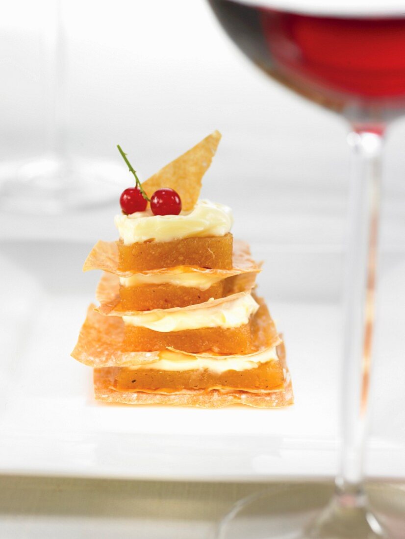 Filo pastry, quince paste and almond cream Mille-feuille