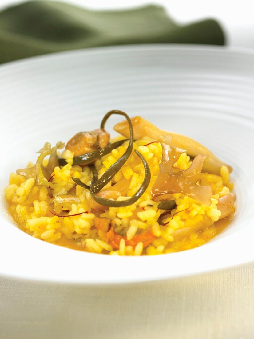 Saffron rice with seafood