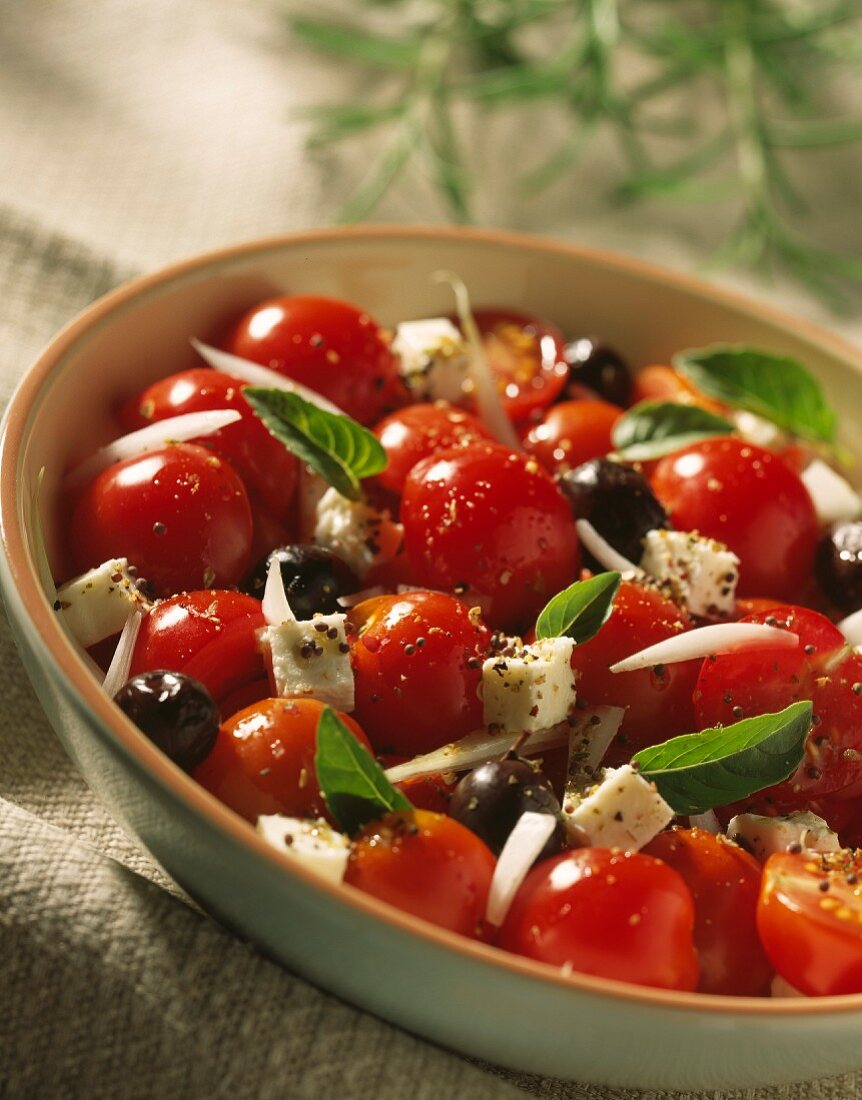 Cherry tomato,feta and basil salad