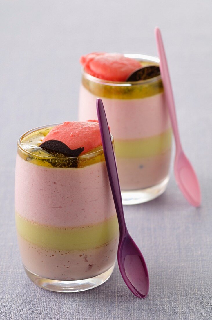 Strawberry mousse and mint Verrines