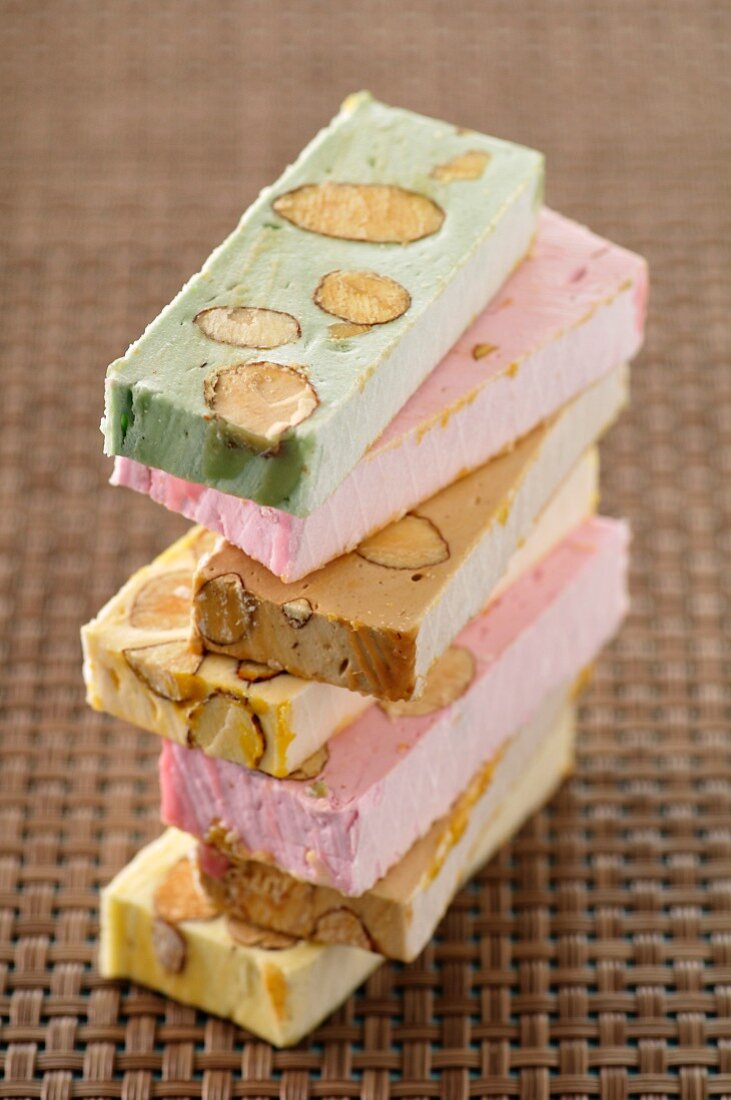 Pile of different flavored nougat