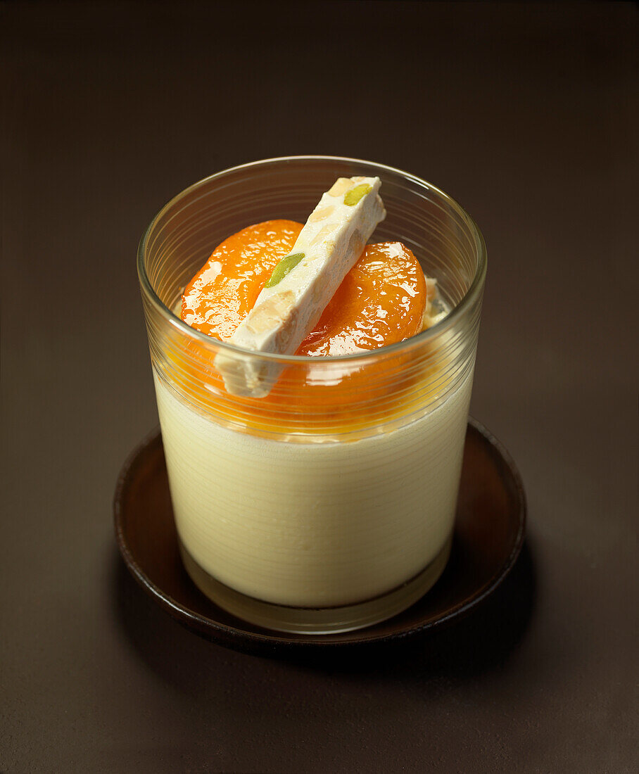 White chocolate mousse ,apricot and nougat