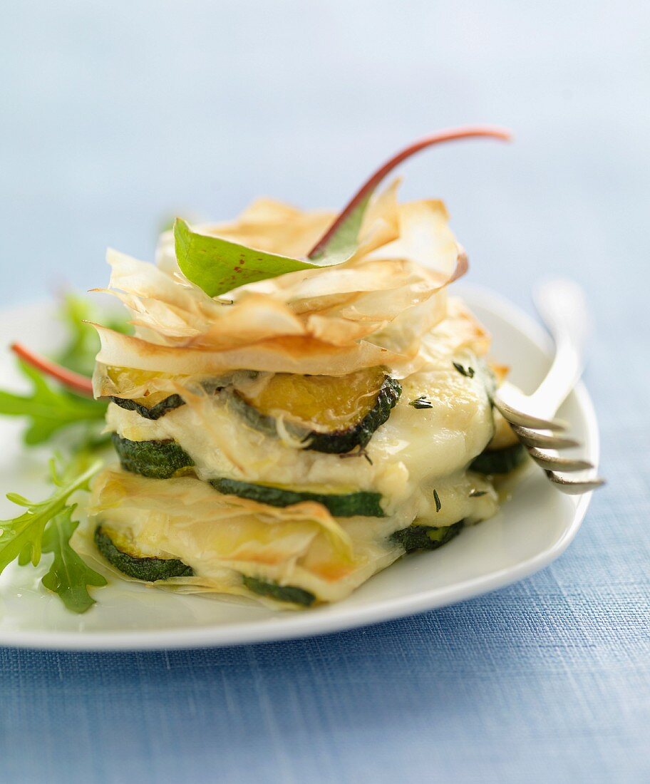 Crisp zucchini and goat's cheese Mille-feuille