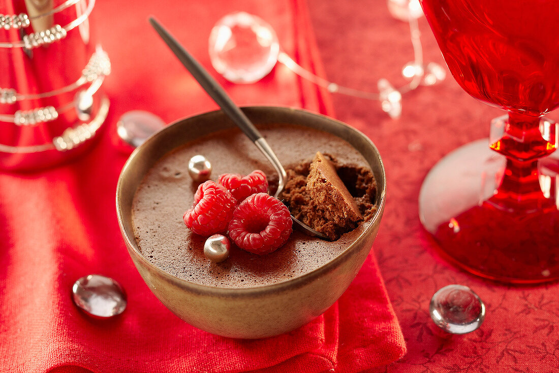 Chocolate and raspberry mousse