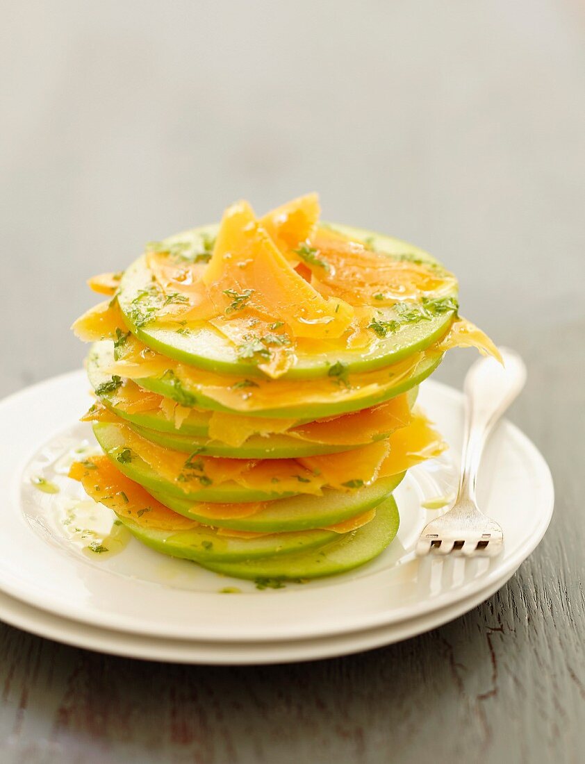 Green apple and mimolette Mille-feuille